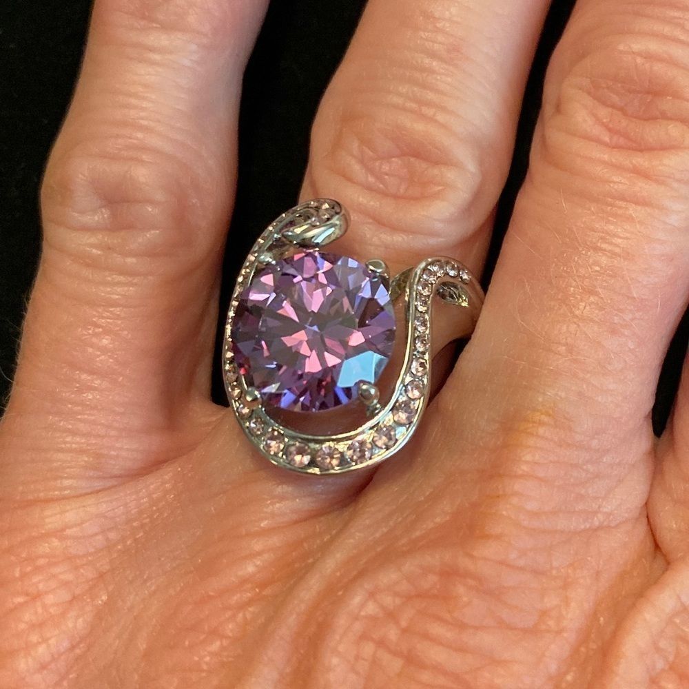Simulated Amethyst Cocktail Ring - image 1